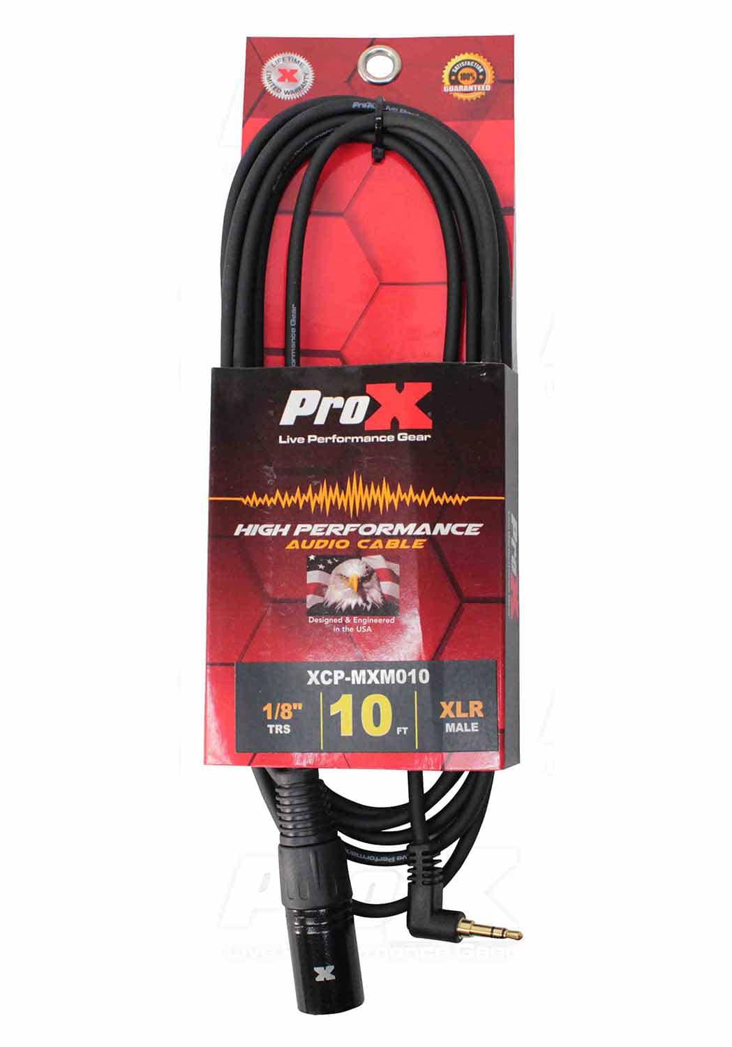 Prox XCP-MXM10 Unbalanced 1/8" TRS Mini to XLR-M Premium Audio Cable - 10 Feet - Hollywood DJ