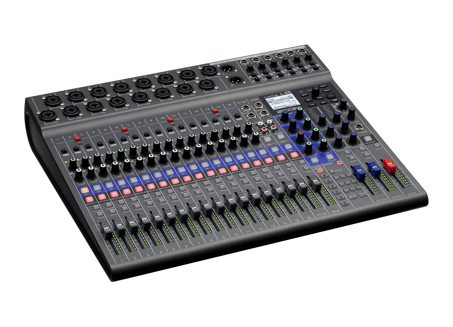 Zoom LiveTrak L-20 Digital Console With 16 Mono Mic/Line Inputs And Two Stereo Inputs - Hollywood DJ