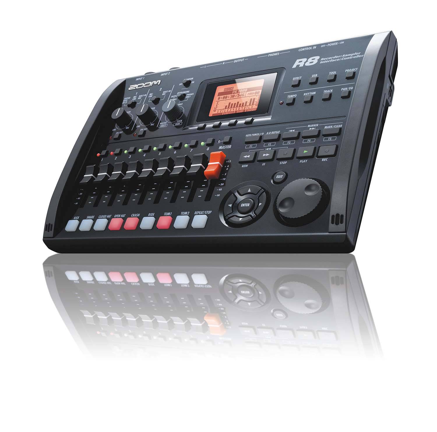 Zoom R-8, 8-Track Playback Recorder With Built-In Stereo Condenser Microphones - Hollywood DJ