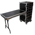 ProX XS-7DTW, 7 Drawer Workstation Case with Folding Lid Side Table on Wheels - Hollywood DJ
