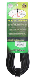 Prox XC-TRS25 Balanced 1/4" TRS-M to TRS-M High Performance Audio Cable - 25 Feet - Hollywood DJ