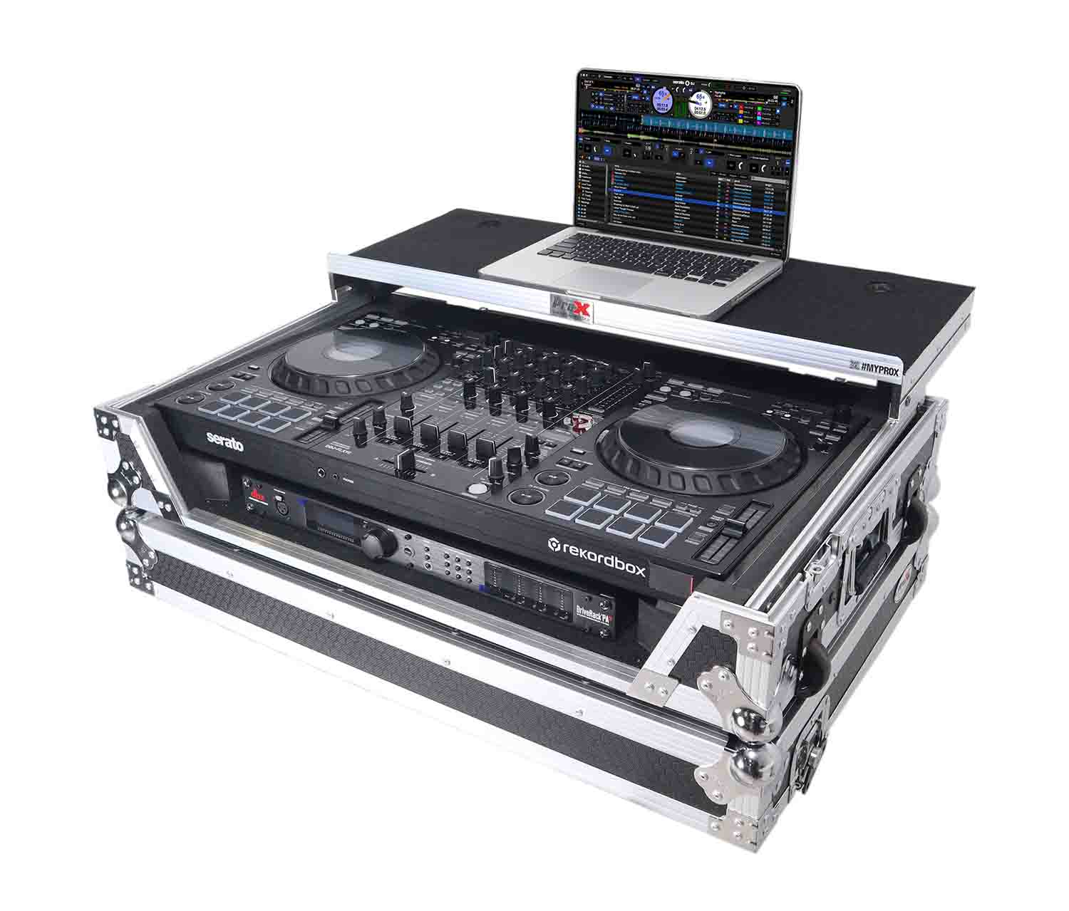 ProX XS-DDJFLX10 WLT Flight Style Road Case fPioneer DDJ-FLX10 DJ Controller with Laptop Shelf - Hollywood DJ