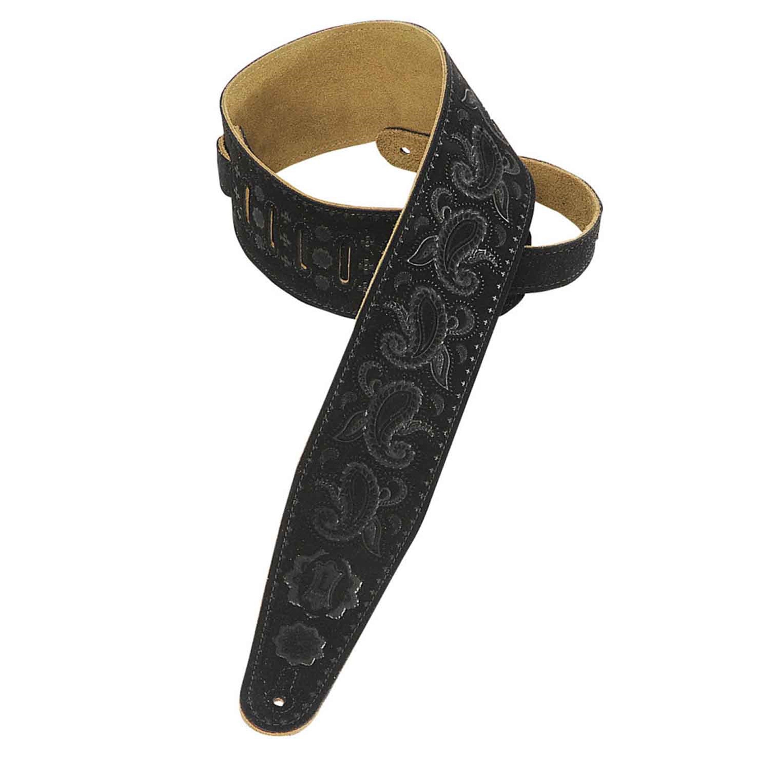 Levy’s Leathers PMS44T03-BLK 3″ Suede Leather Guitar Strap - Black - Hollywood DJ