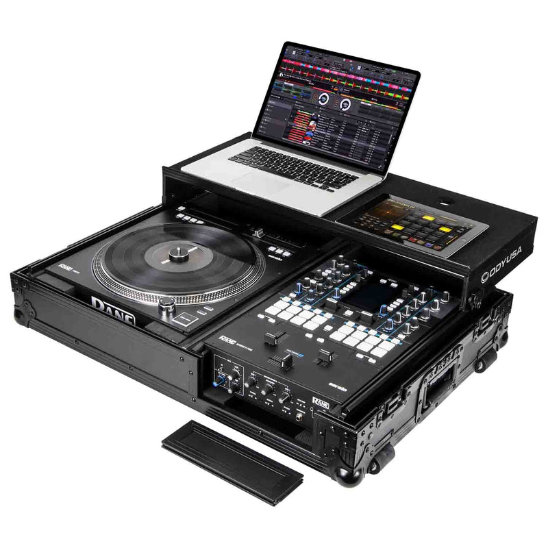 Odyssey FZGS1RA1272WBL Battle DJ Coffin Flight Case with Glide Platform for Rane Twelve and Rane Seventy-Two Mixer Odyssey