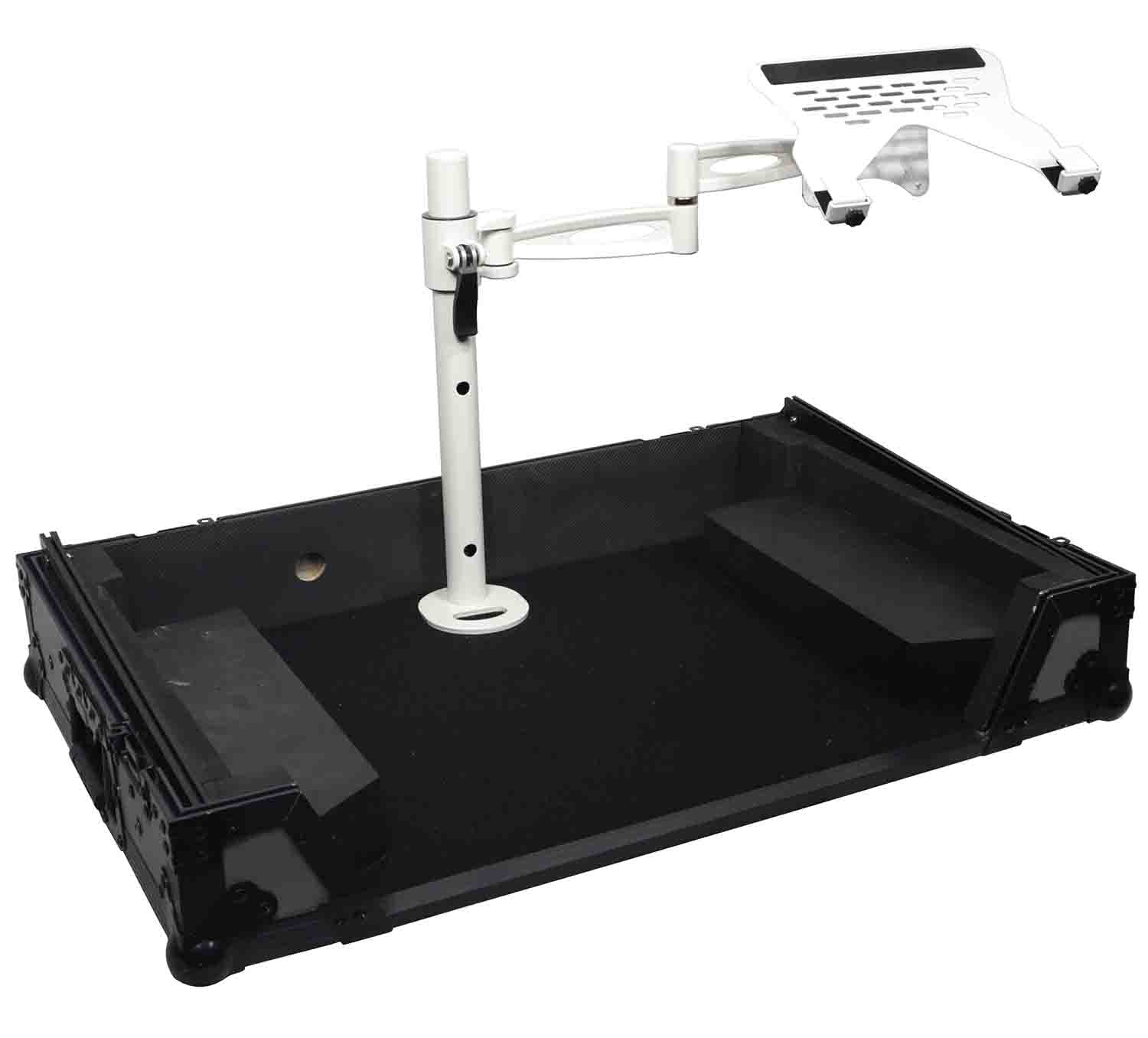 ProX XZF-LTARM PKG WH, Articulating Laptop Tray Arm with Shelf and Pole for Control Tower - White Finish - Hollywood DJ