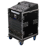 Odyssey FZ1112W 11U Top Slanted 12U Vertical Pro Combo Rack with Casters - Hollywood DJ