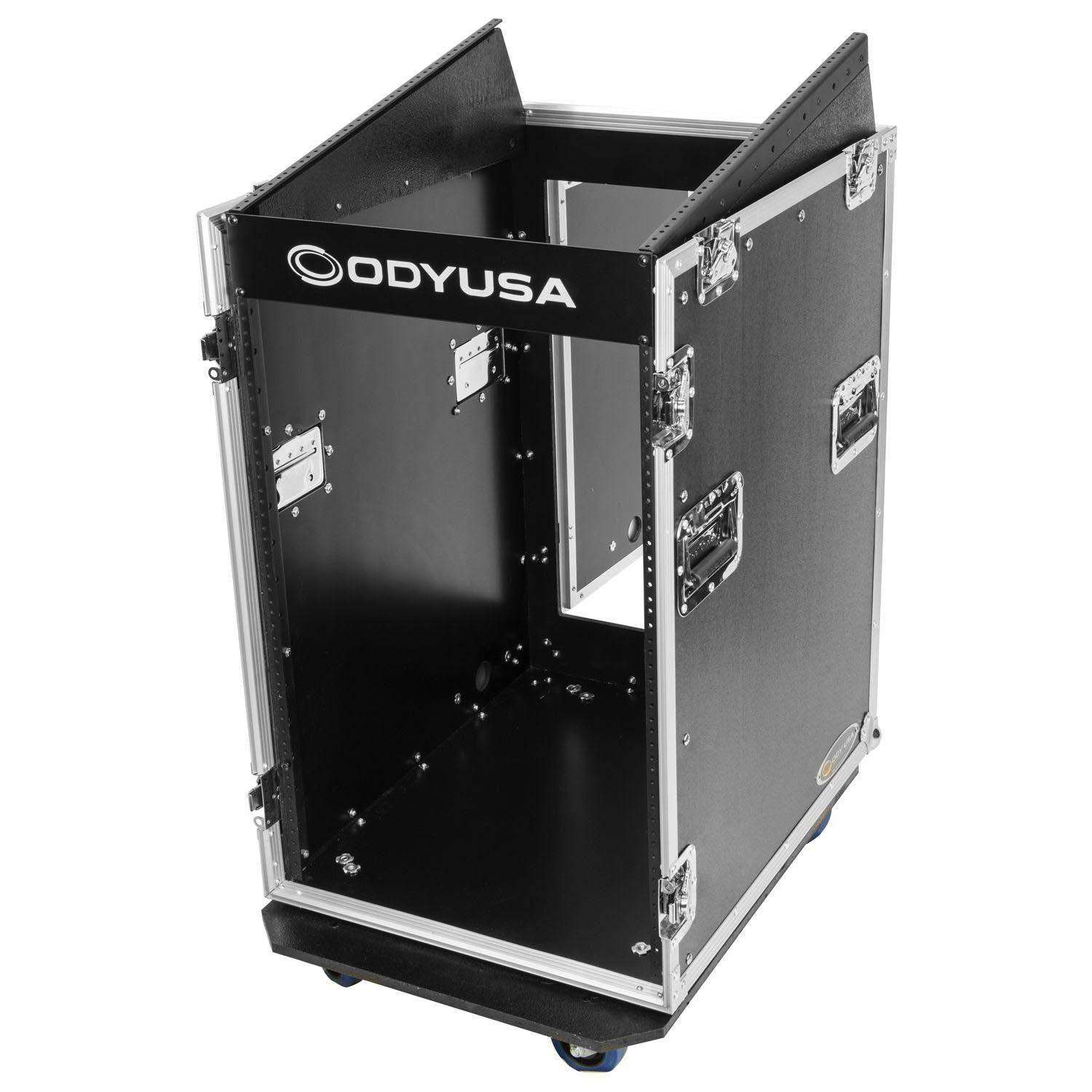Odyssey FZ1316W 13U Top Slanted 16U Vertical Pro Combo Rack with Casters - Hollywood DJ