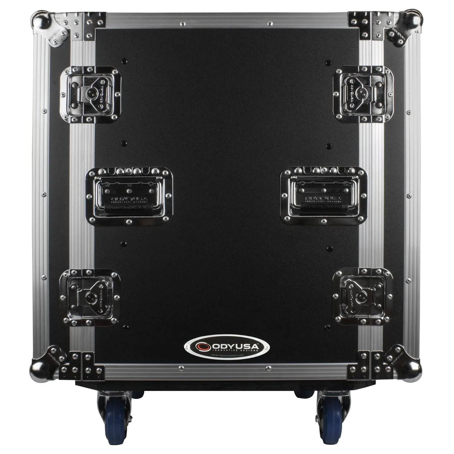 Odyssey FZS12W, 12U Shock Mount Rack Flight Case With Wheels - Hollywood DJ