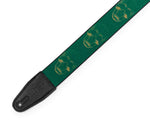 Levy's Leathers MPD2-113 2” Wide Polyester Guitar Strap with Green and Mustard Scanned Skull Motif - Hollywood DJ