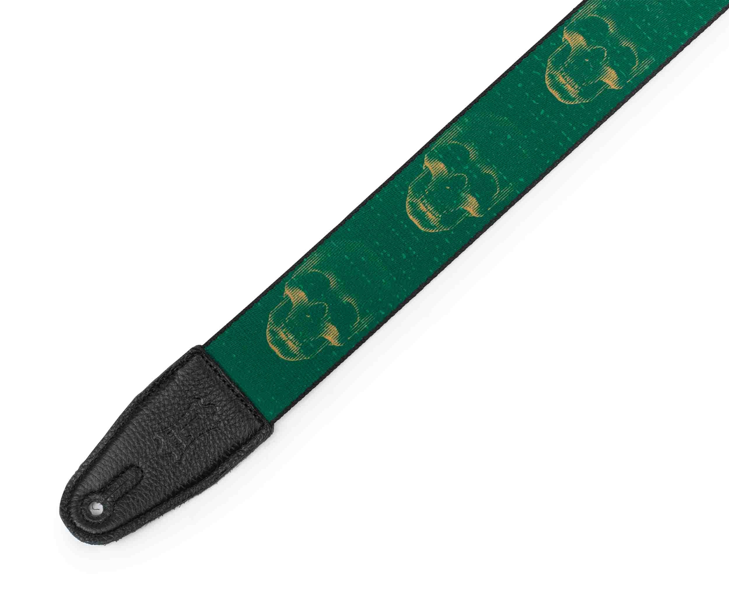 Levy's Leathers MPD2-113 2” Wide Polyester Guitar Strap with Green and Mustard Scanned Skull Motif - Hollywood DJ