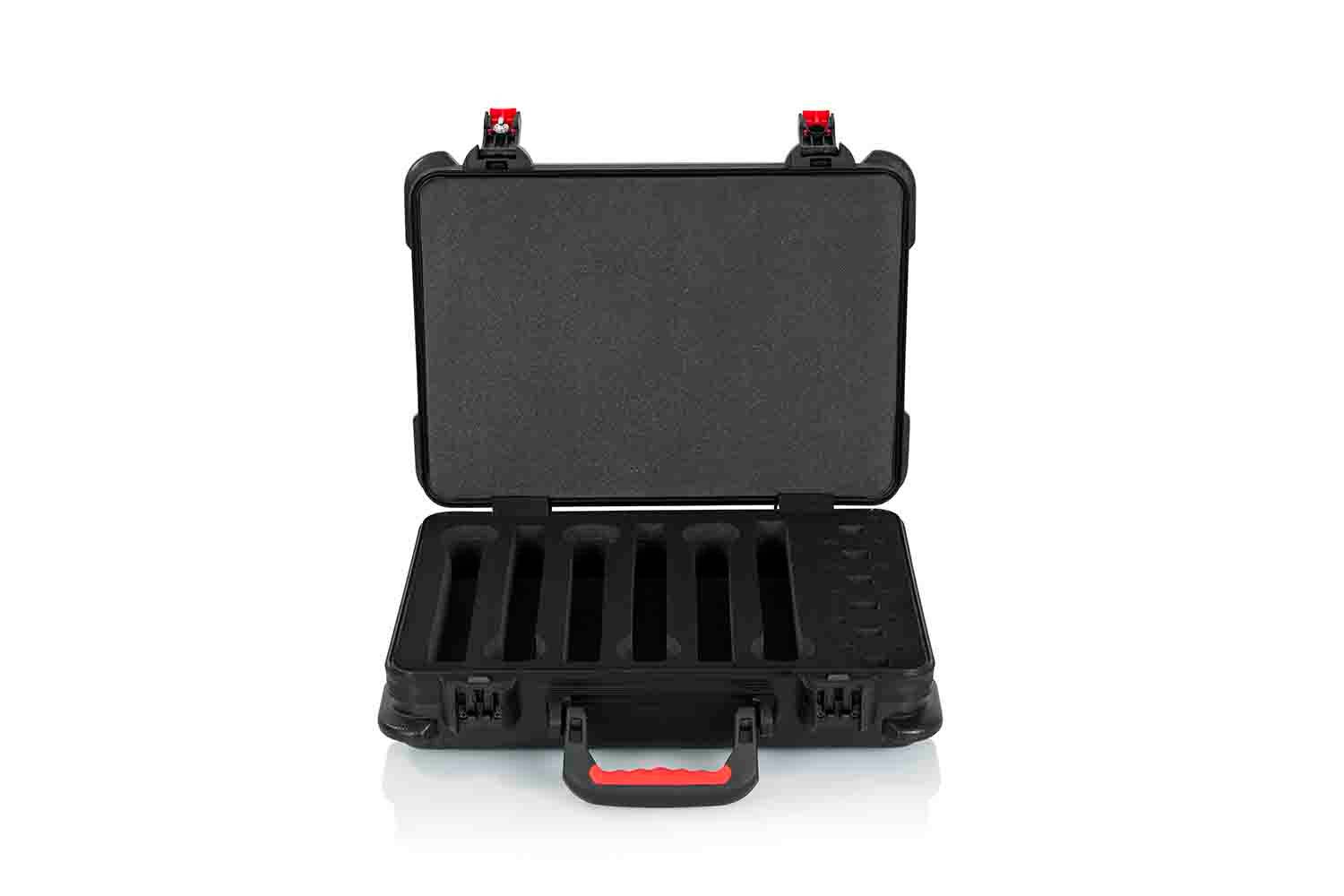 Gator Cases GTSA-MICW6 DJ Case for 6 Wireless Microphones with Battery Storage - Hollywood DJ