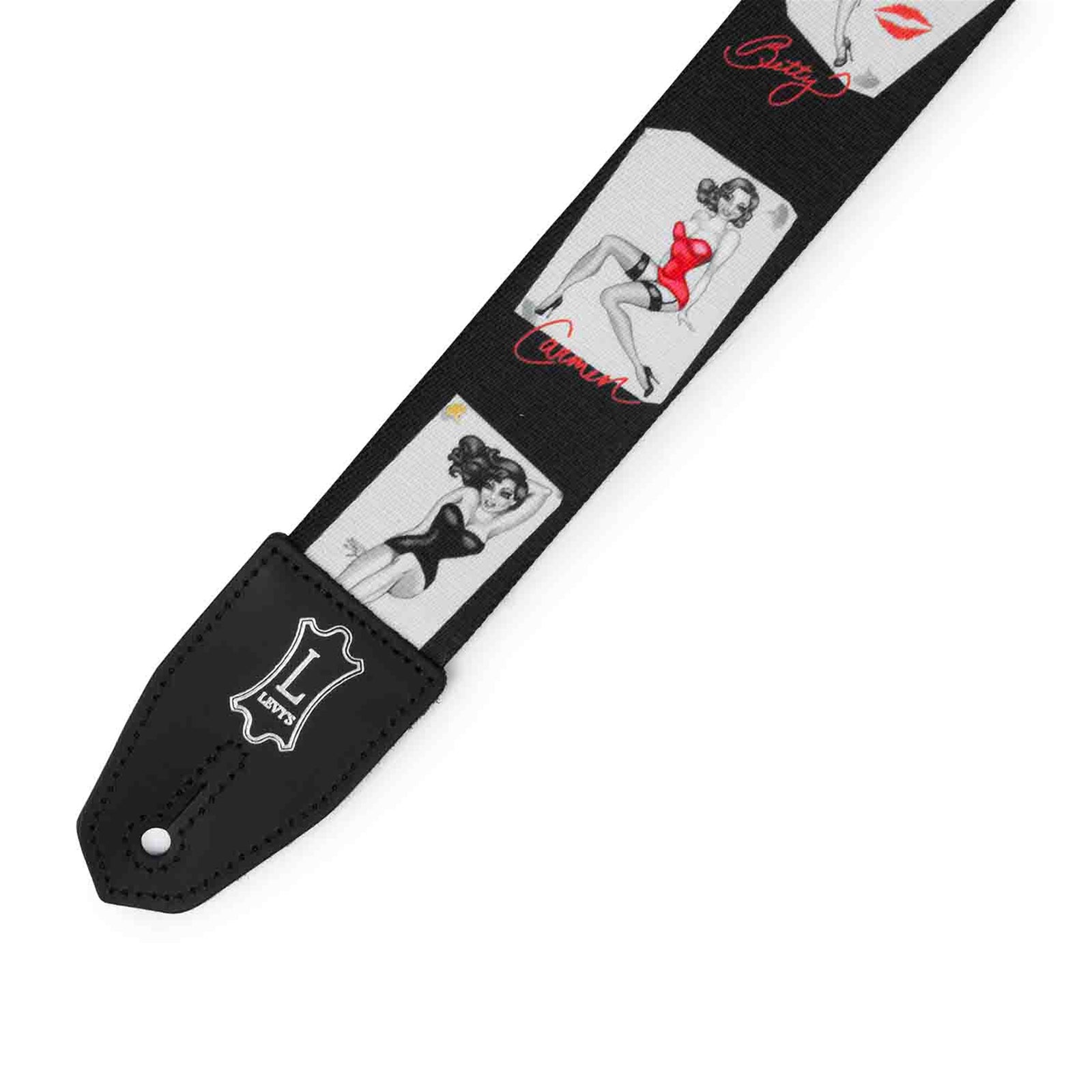 Levy's Leathers MPRH-72 Right Height 2” Wide Polyester Guitar Strap with Pin-Up Motif - Hollywood DJ