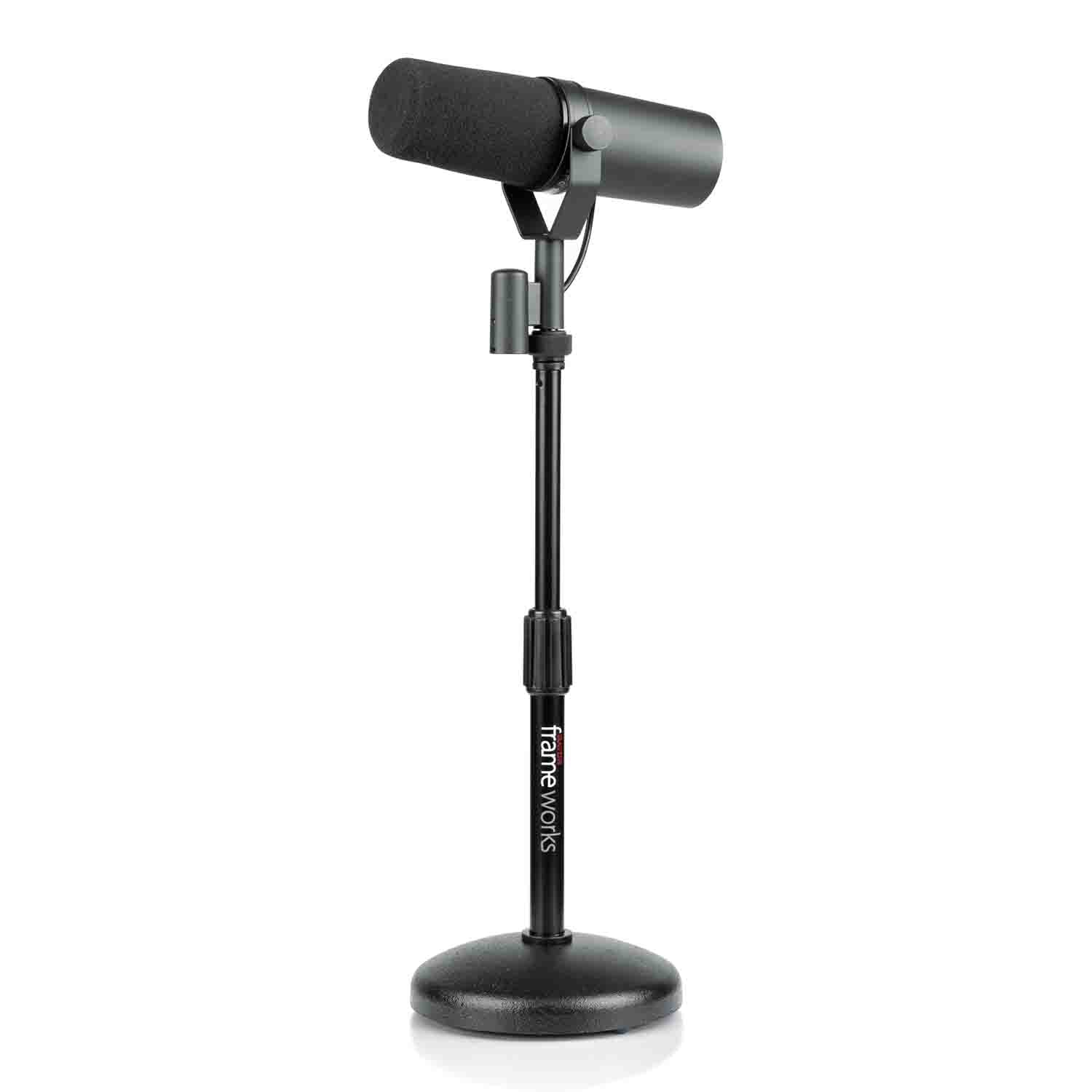 Gator Frameworks GFW-MIC-0501 Desktop Microphone Stand with Round Weighted Base and Adjustable Height - Hollywood DJ