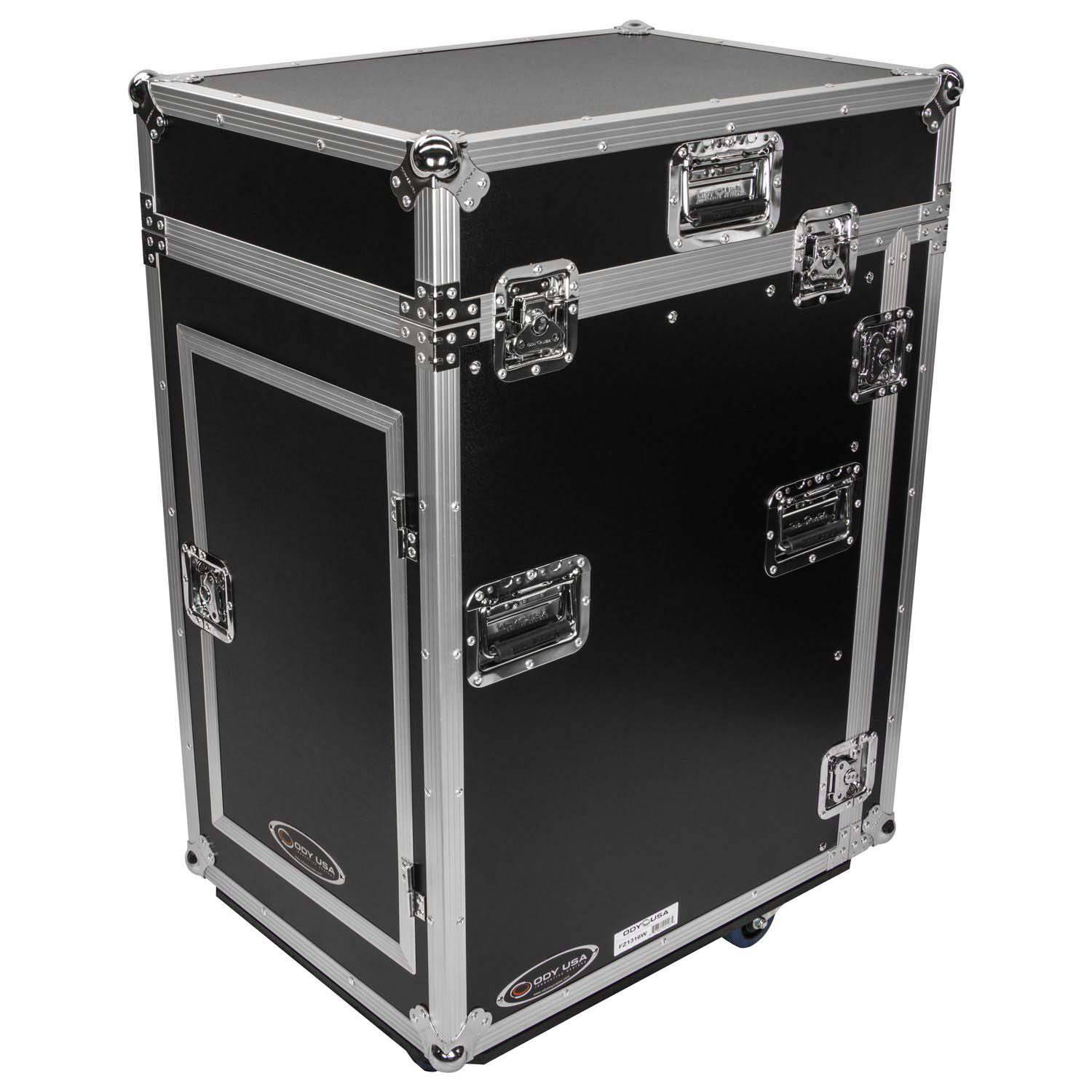 Odyssey FZ1316W 13U Top Slanted 16U Vertical Pro Combo Rack with Casters - Hollywood DJ