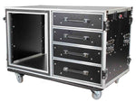 ProX XS-12U4DTW, 12U Shockproof Workstation Case with Dual Side Table and Drawers - 24 In Rail to Rail - Hollywood DJ