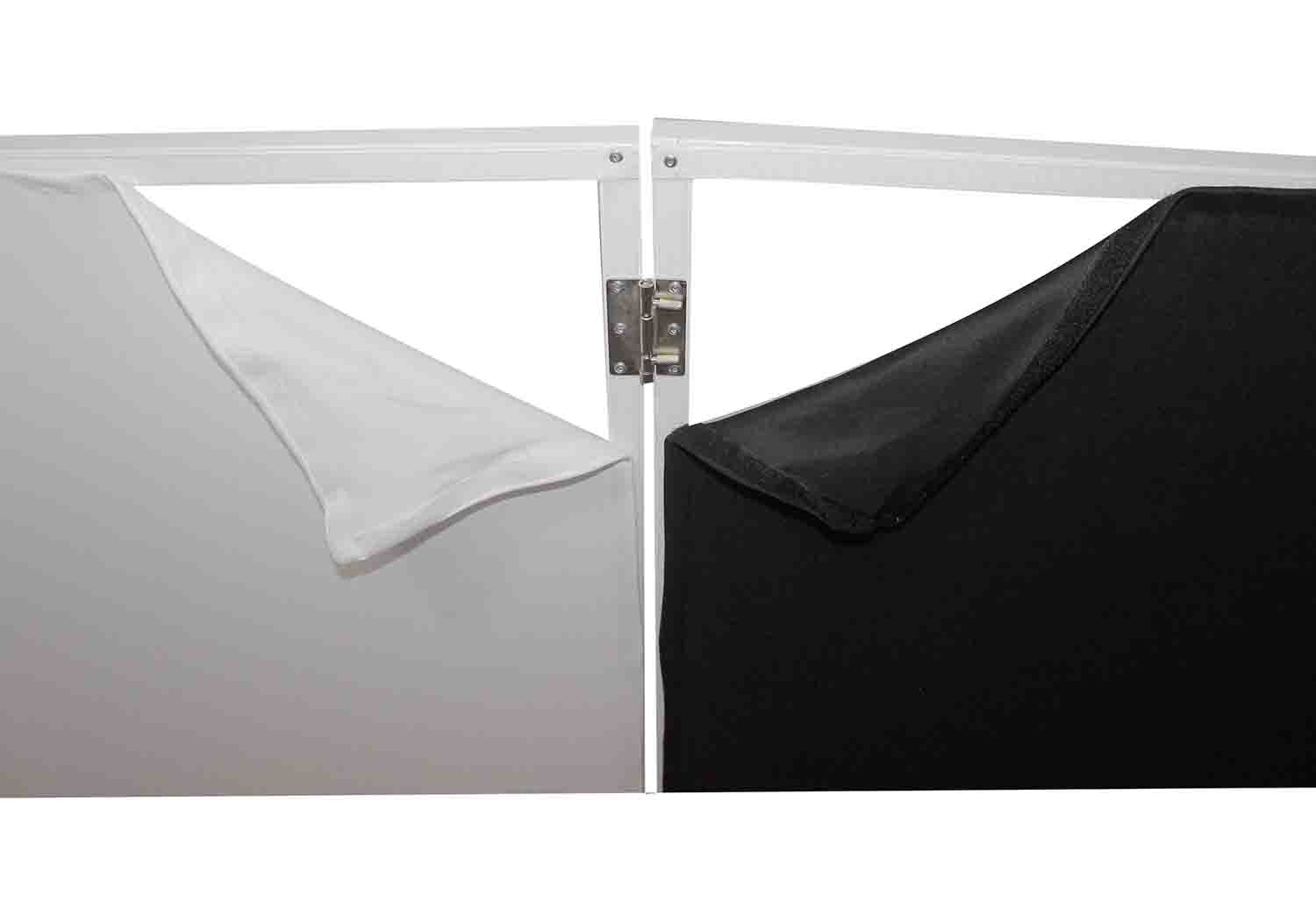ProX XF-4X3048W MK2 Four Panel Collapse and Go DJ Facade With White Frame and Carry Bag - Black and White Scrims - Hollywood DJ
