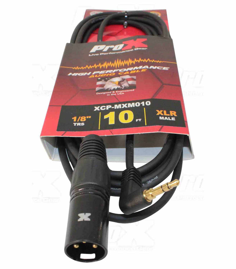 Prox XCP-MXM10 Unbalanced 1/8" TRS Mini to XLR-M Premium Audio Cable - 10 Feet - Hollywood DJ
