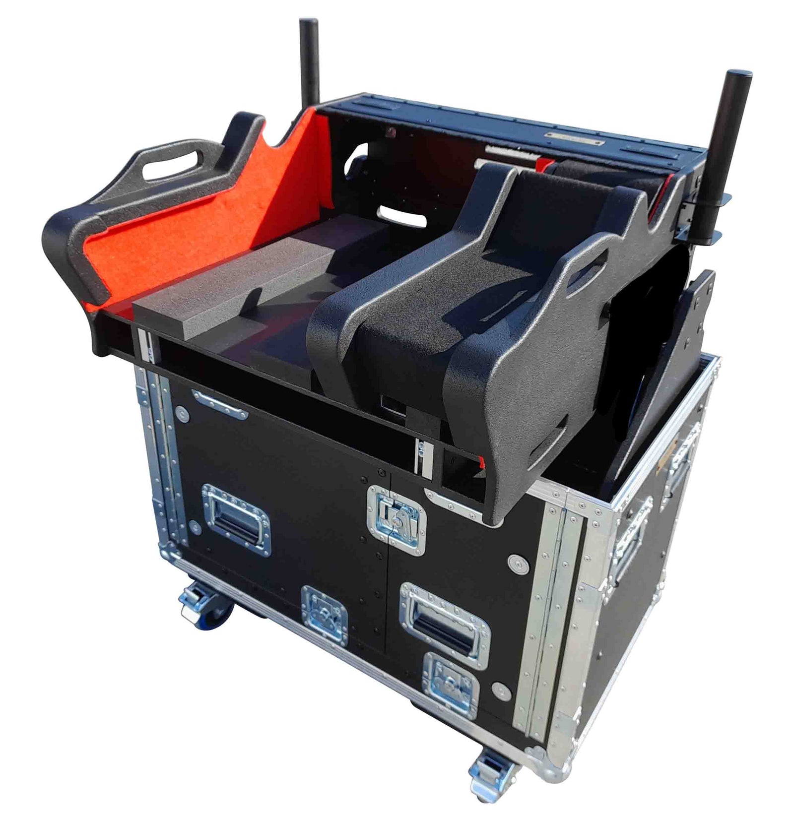 ProX XZF-YDM7EX1U LMA, Flip-Ready Hydraulic Console Easy Retracting Lifting 1U Rack Space Flight Case for Yamaha DM7-EX with wheels by ZCASE - Hollywood DJ