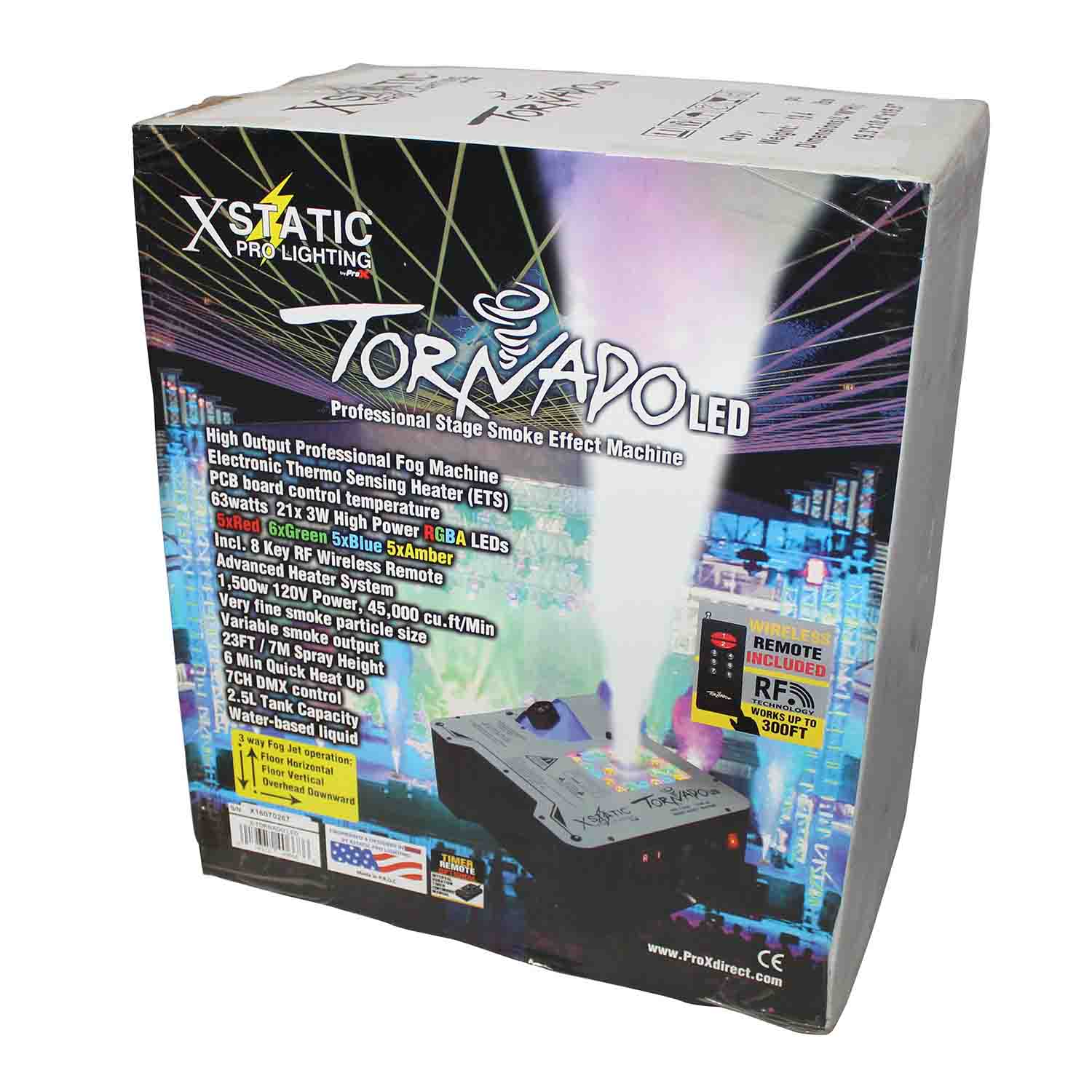 ProX X-TORNADO LED, TORNADO RGBA LED Professional Stage Fog Effect Machine - Hollywood DJ