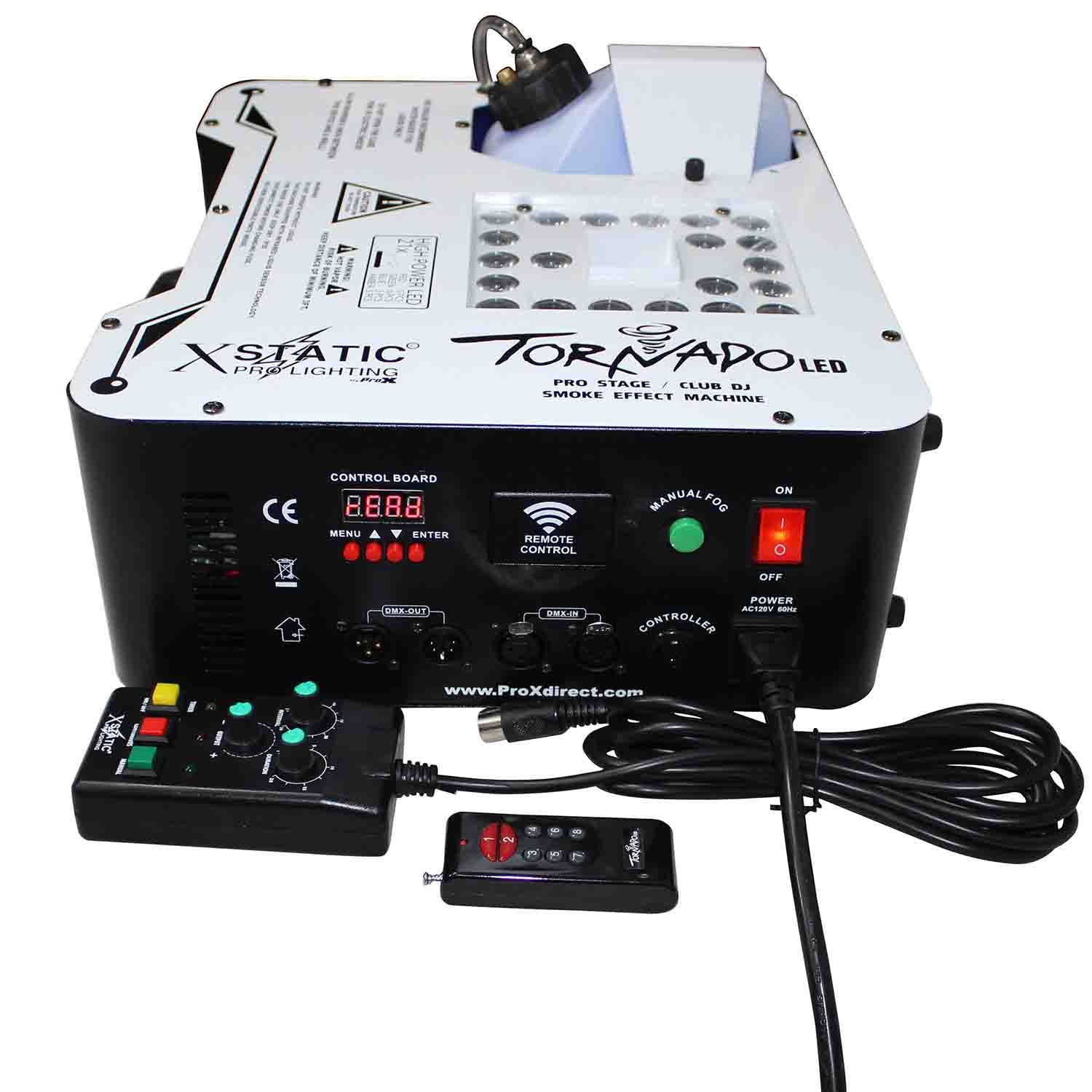 ProX X-TORNADO LED, TORNADO RGBA LED Professional Stage Fog Effect Machine - Hollywood DJ