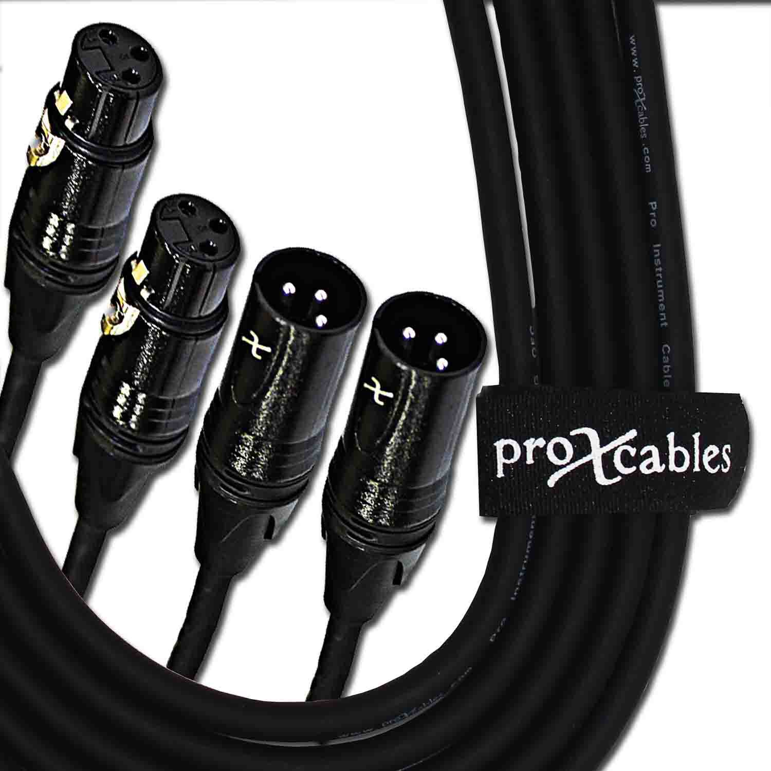 Prox XC-DXLR03 Balanced Dual XLR3-M to Dual XLR3-F High Performance Audio Cable - 3 Feet - Hollywood DJ
