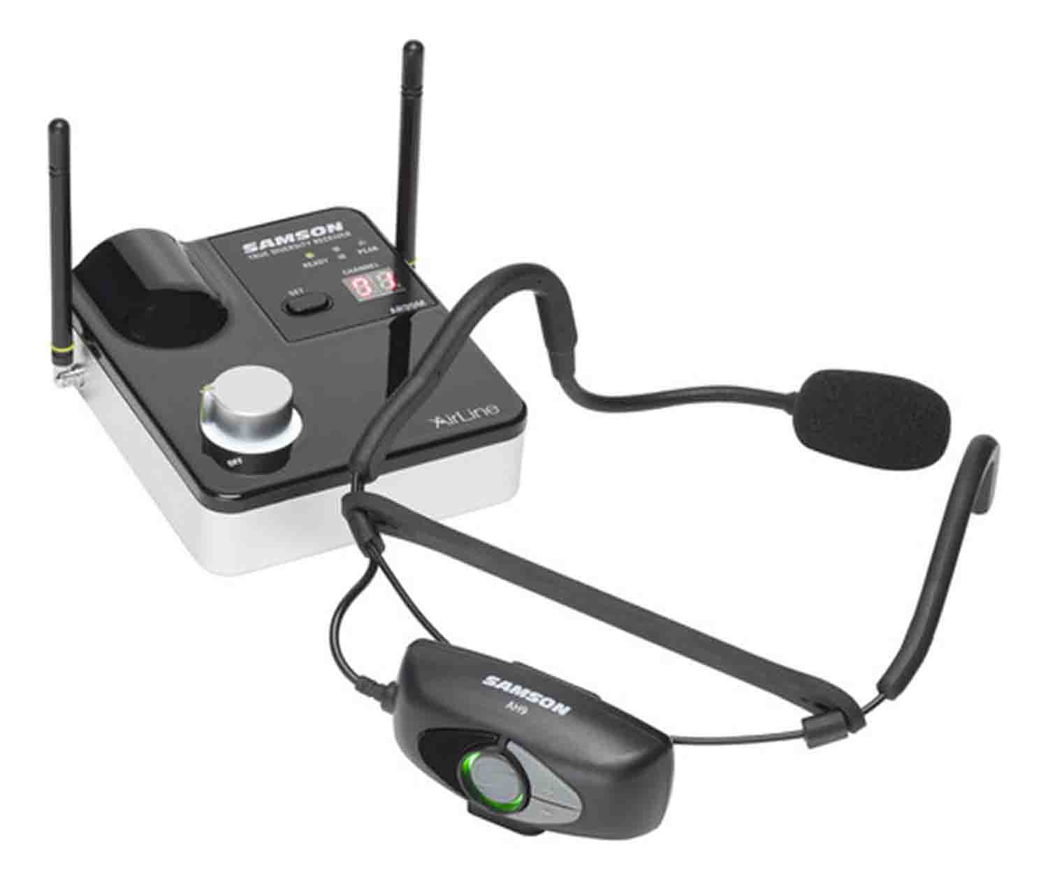 Samson SW9A9SQE-K AirLine 99m Wireless Fitness Headset System with Qe Fitness Mic - K Band (470-494 MHz) - Hollywood DJ
