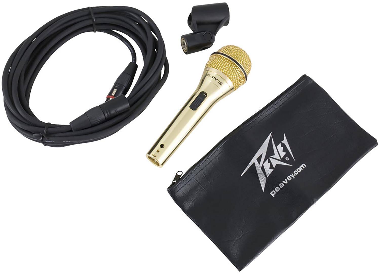 Peavey PVI 2G Cardioid Unidirectional Dynamic Vocal Microphone with XLR Cable - Gold - Hollywood DJ