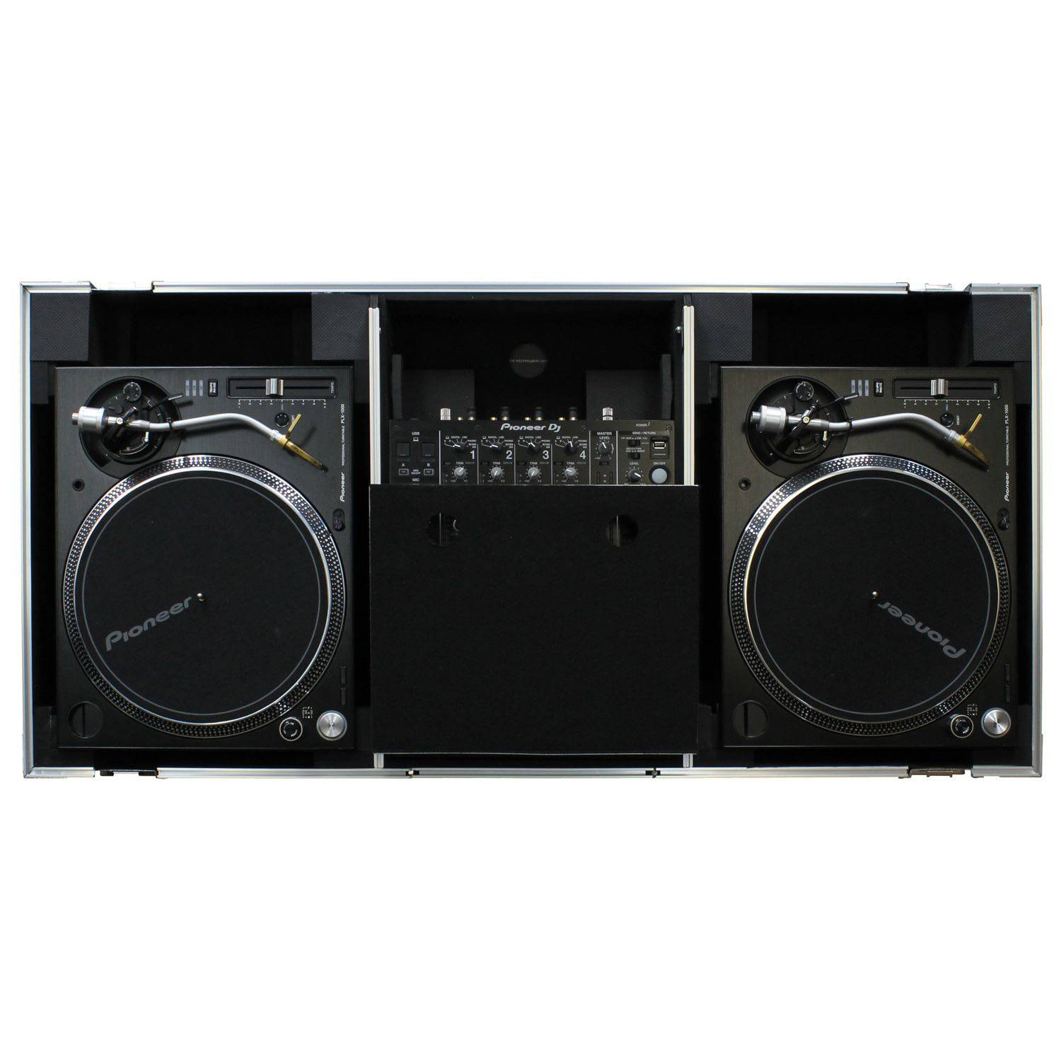 Odyssey FZGSLBM12WR DJ Flight Coffin Case for 12″ Format DJ Mixer and Two Battle Position Turntables - Hollywood DJ