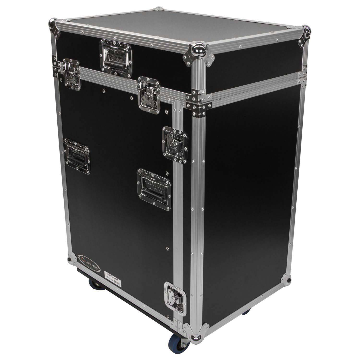 Odyssey FZ1316W 13U Top Slanted 16U Vertical Pro Combo Rack with Casters - Hollywood DJ