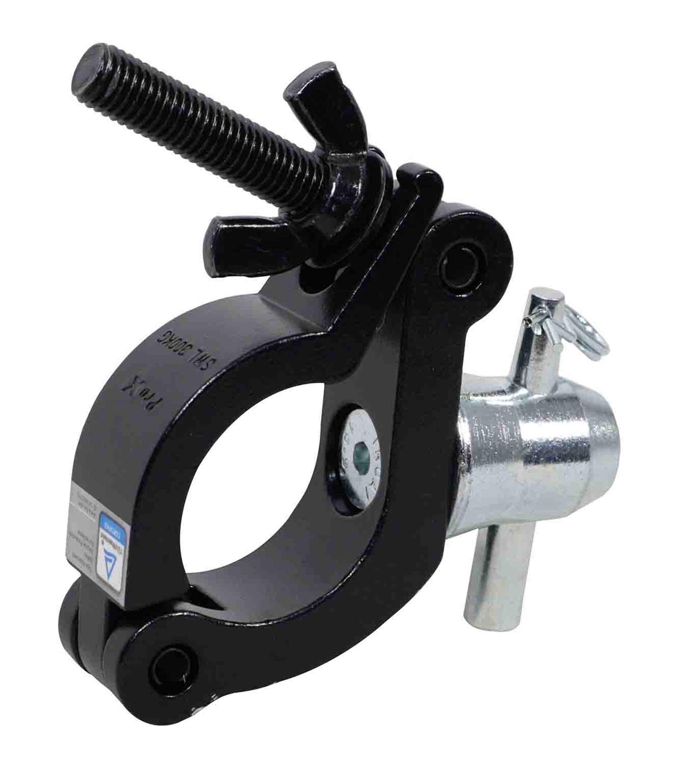 ProX T-C15-BLK Side Entry Clamp with Reversed Elbow and Half Coupler for 2 Inch Tube Trussing - Black - Hollywood DJ