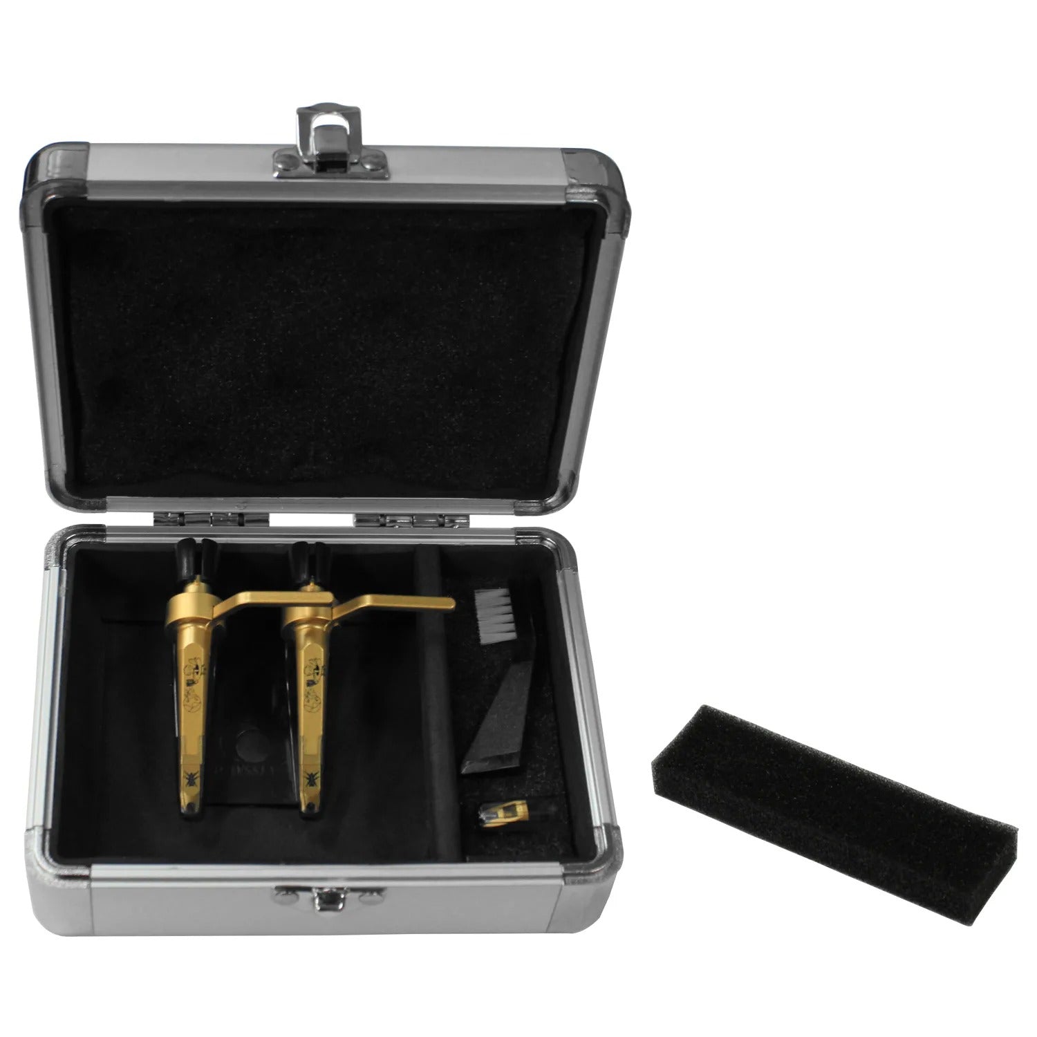 Odyssey KCC2PR2SD, KROM Series Silver Diamond PRO2 Case for Two Turntable Needle Cartridges - Hollywood DJ