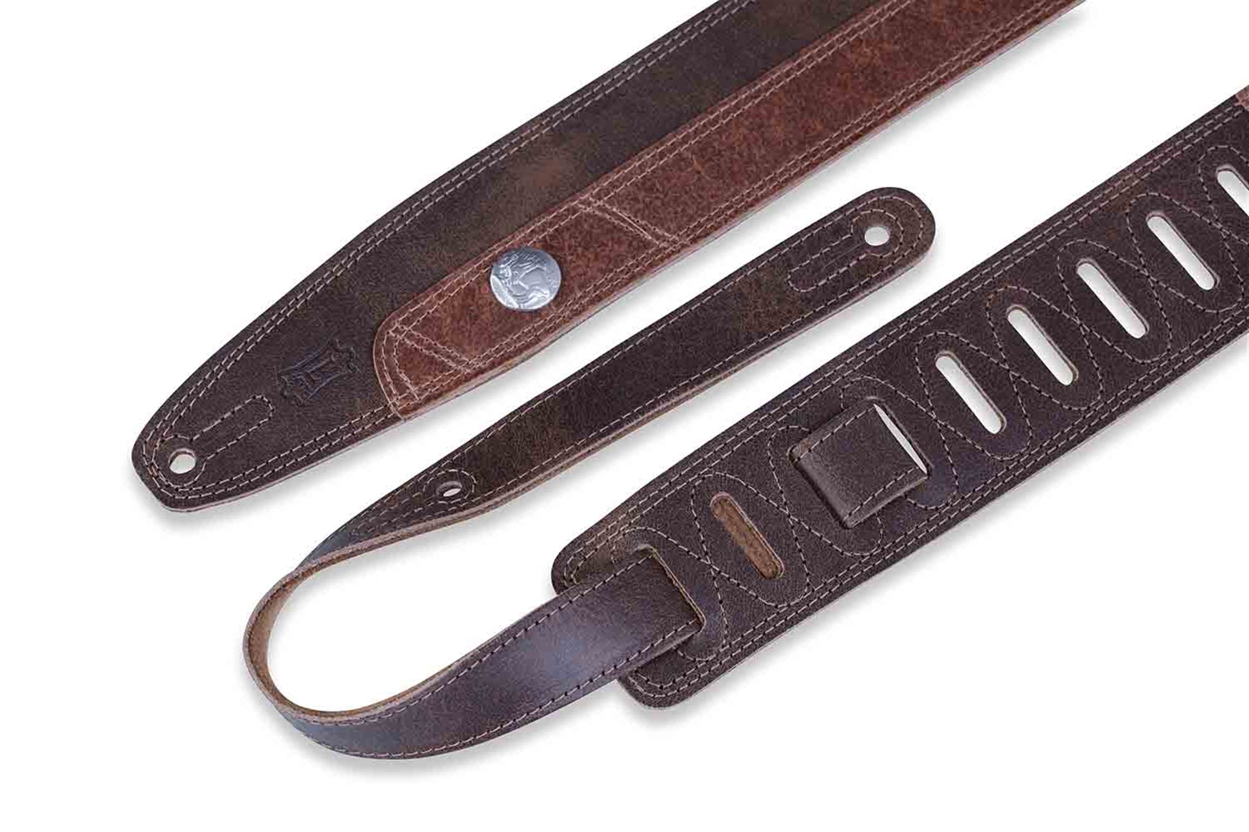 Levy's Leathers PMD4BU-DBR 2.5″ Suede Leather Guitar Strap - Brown - Hollywood DJ