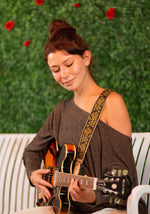 Levy's Leathers MH8P-010 2” Hemp ‘Vegan’ Guitar Strap with Printed Rosa Motif - Hollywood DJ