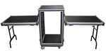 ProX T-18RSPWDT, 18U Vertical Shockproof Rack Case 20 In Deep W-Side Tables and Casters - Hollywood DJ