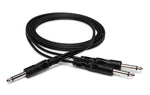 Hosa CYP-105, 1/4" TS Male to Dual 1/4" TS Male Y Cable - 5 Feet - Hollywood DJ
