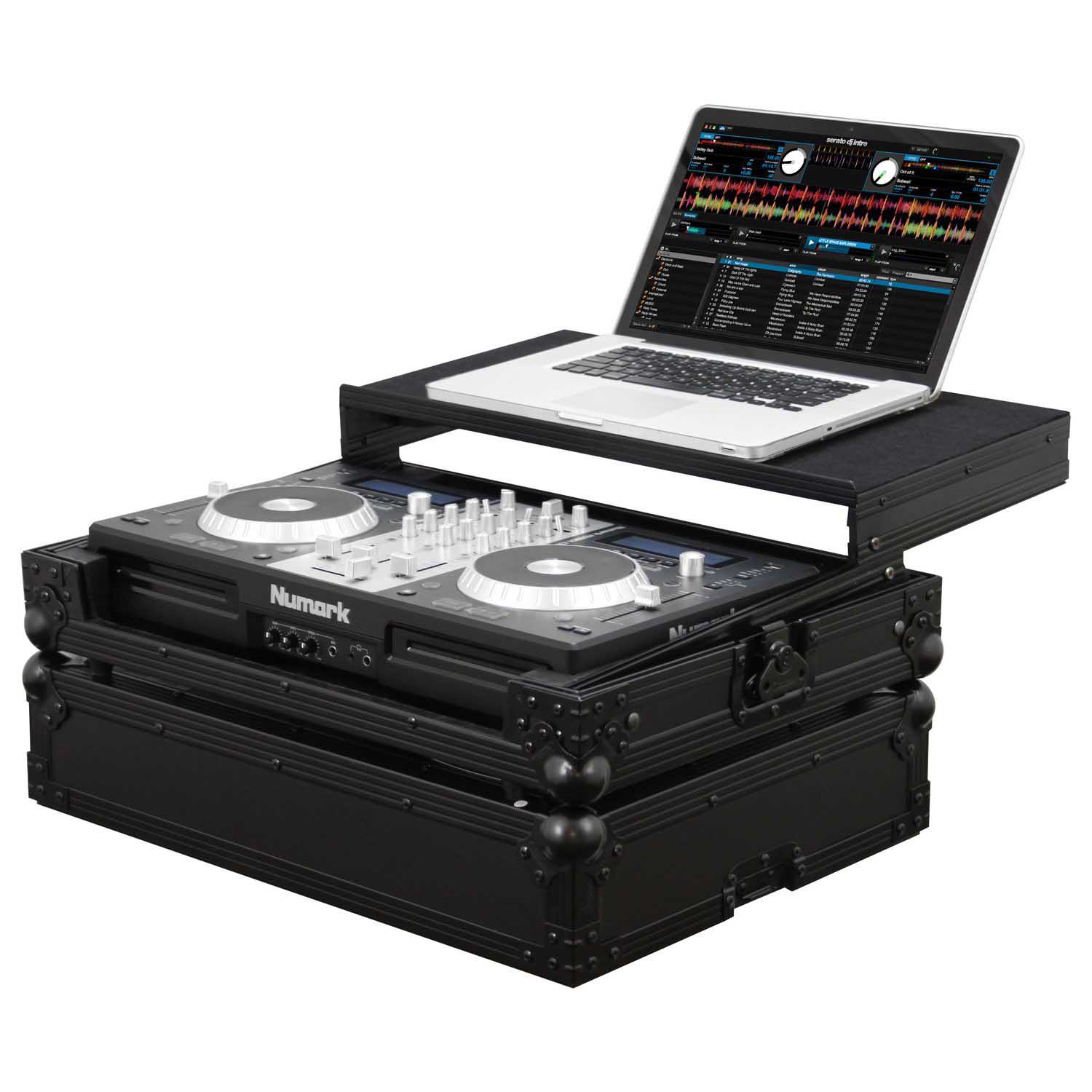 Odyssey FZGSMIXDECKEXBL Black Numark Mixdeck Express Flight Case with Glide Platform - Hollywood DJ