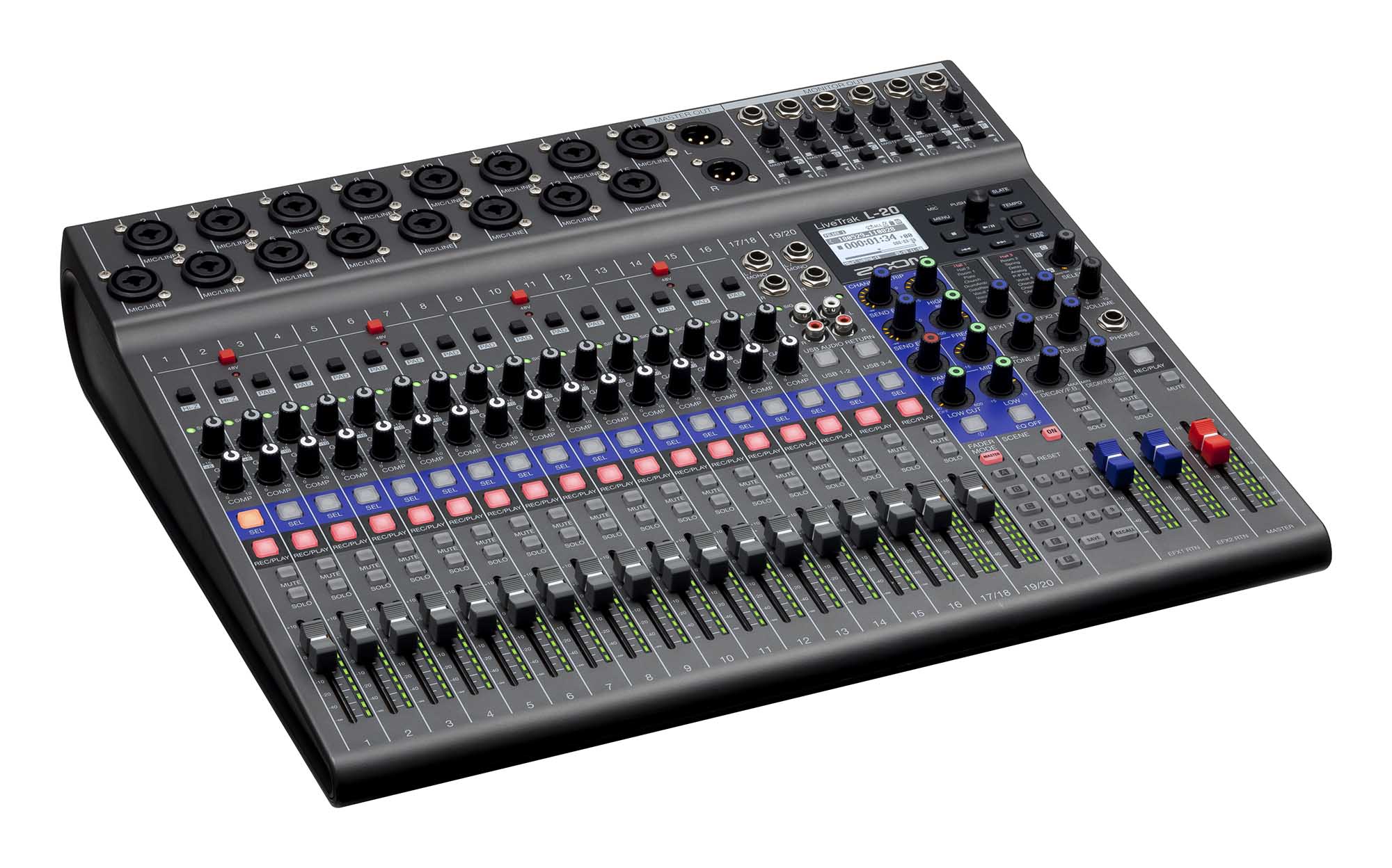 Open Box: Zoom LiveTrak L-20 Digital Console With 16 Mono Mic/Line Inputs And Two Stereo Inputs - Hollywood DJ