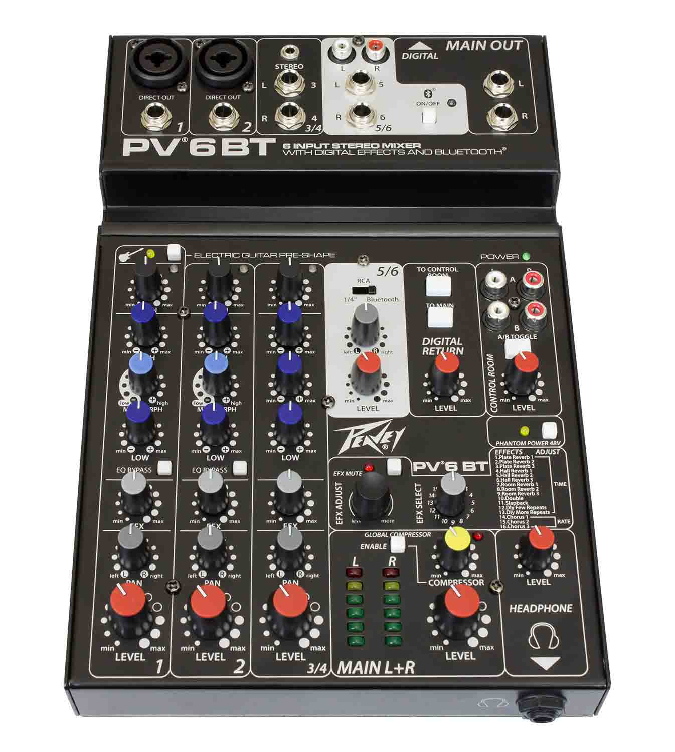 B-Stock: Peavey PV 6 BT Compact Mixer 6 Channel with Bluetooth - Hollywood DJ