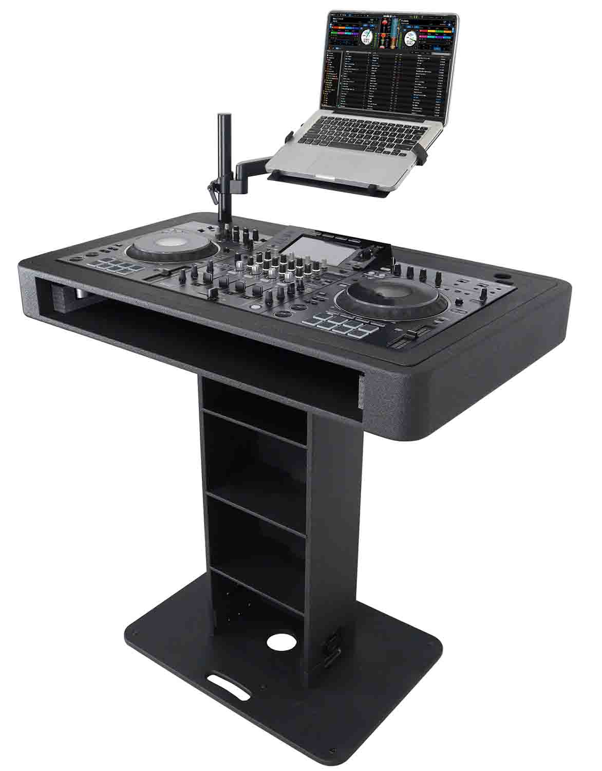 ProX XZF-DJCTBLCASE Control Tower DJ Stand with Laptop Arm, Travel Hard Cases - Black Finish - Hollywood DJ