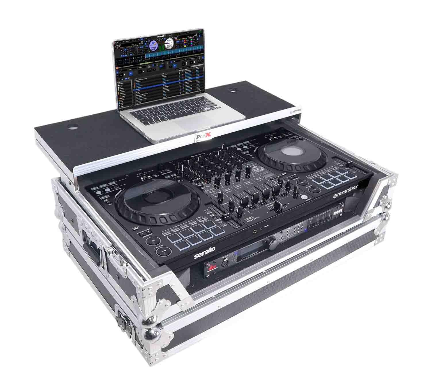 ProX XS-DDJFLX10 WLT Flight Style Road Case fPioneer DDJ-FLX10 DJ Controller with Laptop Shelf - Hollywood DJ