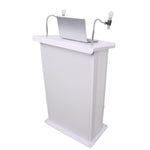 ProX X-MAESTRO MEDIA WH, Maestro Multi-Media Lectern Podium for LED Flatscreen TVs up to 32" with 2 Gooseneck Mic Stands - White Finish ProX Cases