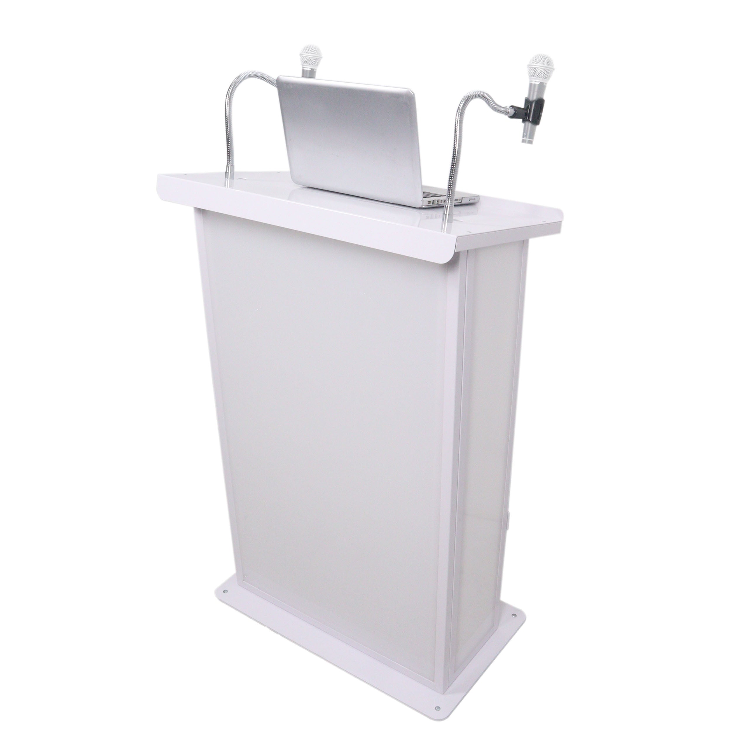 ProX X-MAESTRO MEDIA WH, Maestro Multi-Media Lectern Podium for LED Flatscreen TVs up to 32" with 2 Gooseneck Mic Stands - White Finish ProX Cases