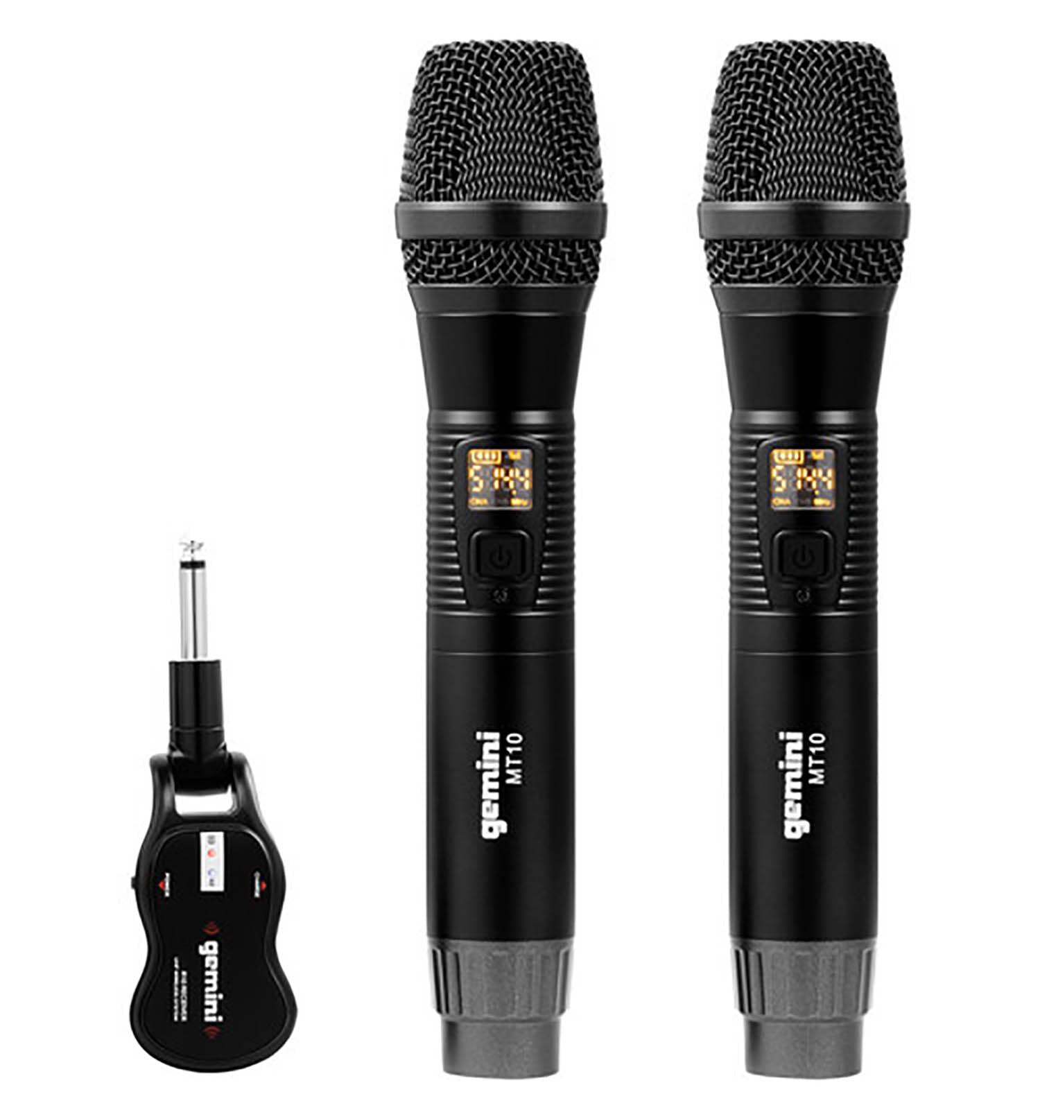 Gemini Sound GMU-M200, Dual Handheld UHF Wireless Microphone System with Plug-In Receiver - Hollywood DJ