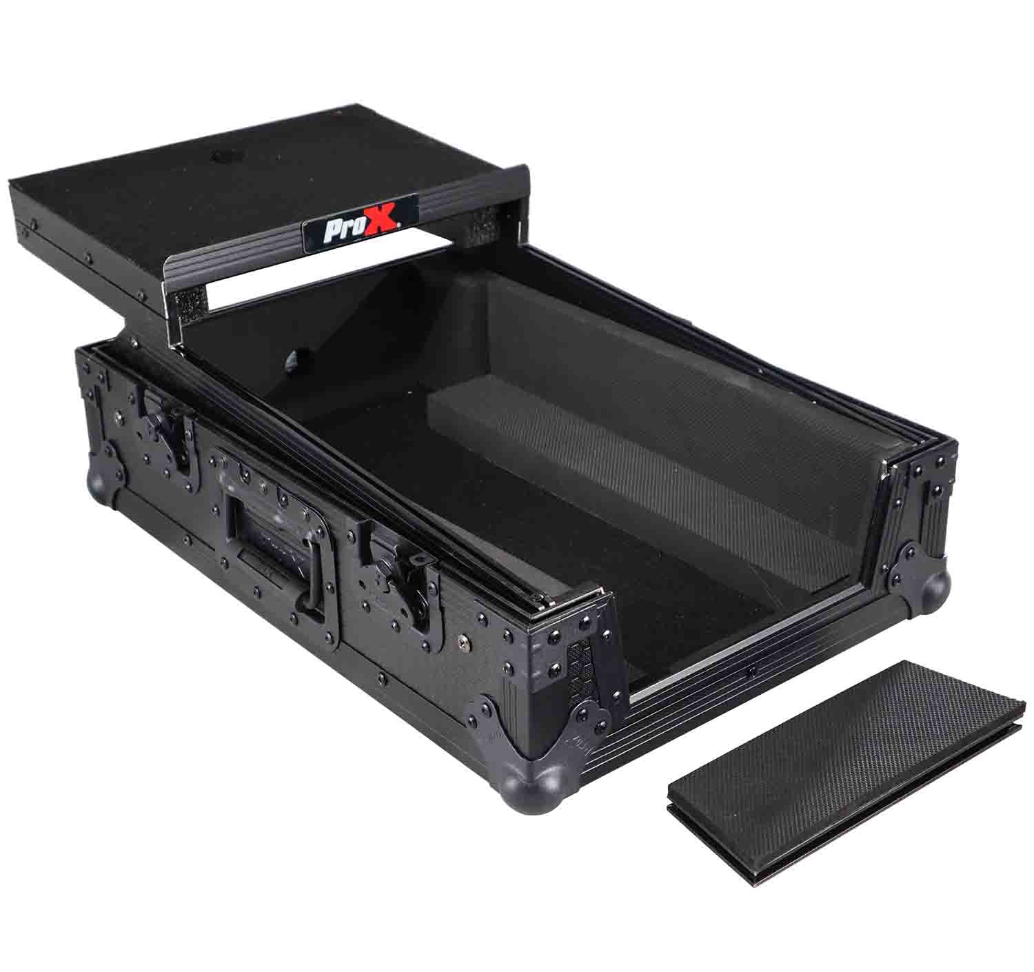 ProX XS-DJMS11LTBL, Flight Case for Pioneer DJM-S11 Mixer with Sliding Laptop Shelf - Black on Black - Hollywood DJ