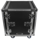 Odyssey FZS12W, 12U Shock Mount Rack Flight Case With Wheels - Hollywood DJ