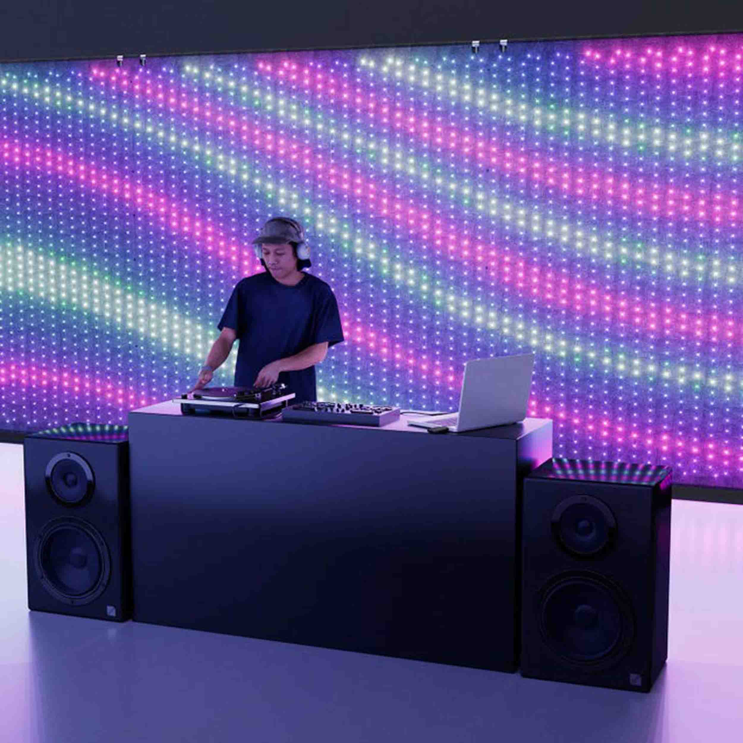 Twinkly Pro LightWall 8.2' x 8.9', 1120 Pixel Back Drop Wall with Stand and Wifi or Ethernet Connection - Hollywood DJ