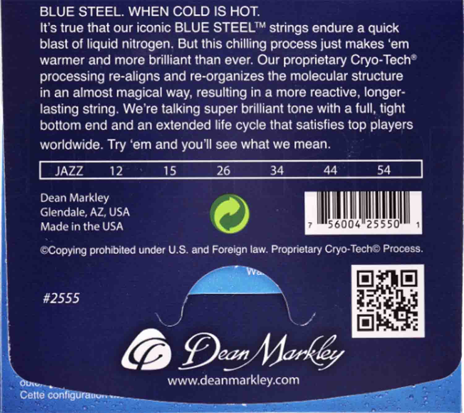 Dean Markley 2555 Blue Steel Electric Guitar Strings JZ (12-54) - Hollywood DJ