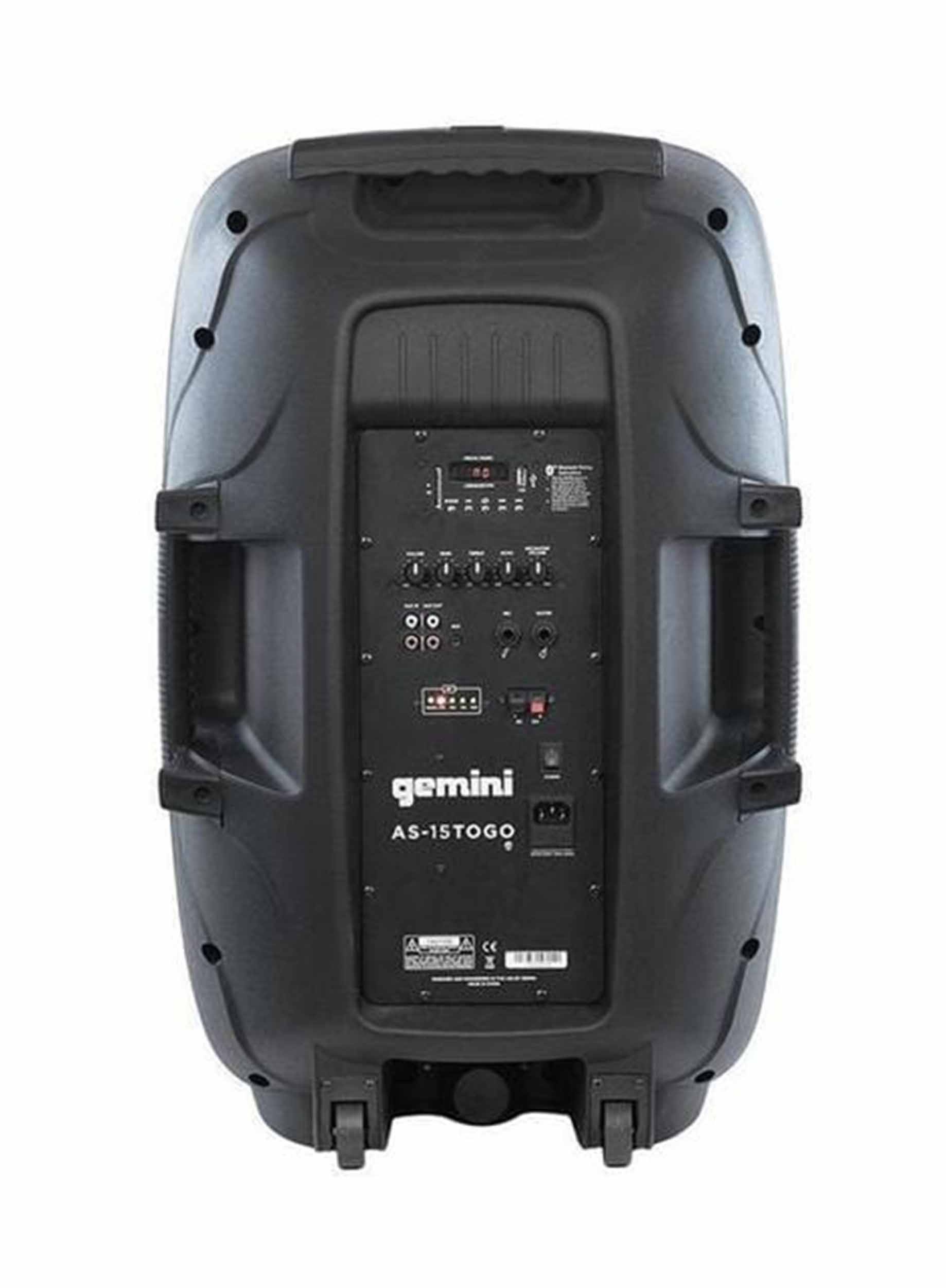 Gemini Sound AS-15TOGO, 15-Inch Portable Wireless Bluetooth PA Loudspeaker - Hollywood DJ