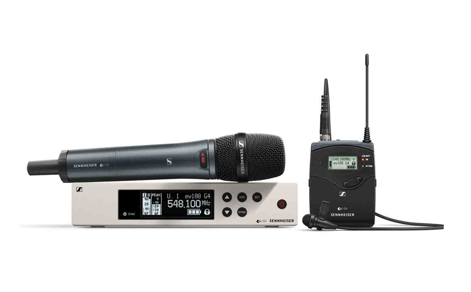 Sennheiser EW 100 G4-ME2/835-S Combo Wireless Handheld and Lavalier Microphone System - Hollywood DJ