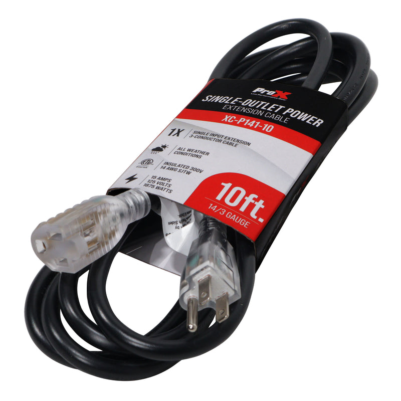 ProX XC-P141-10, 110v to 110v Female Power Cord 14AWG, 18 Amp - 10 Feet - Hollywood DJ